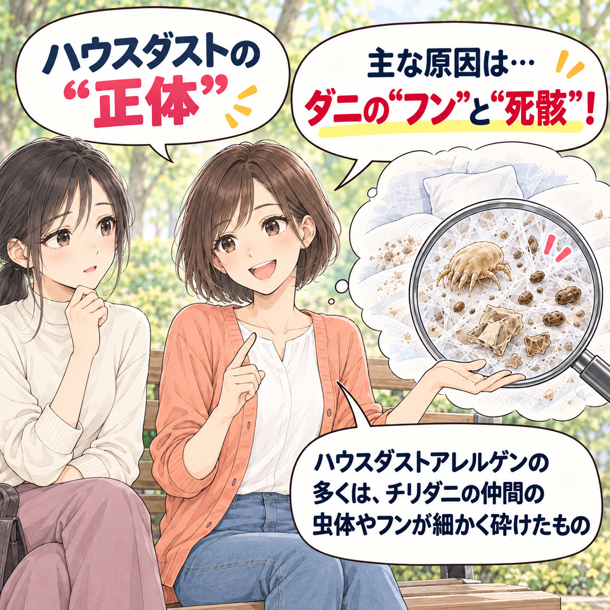ハウスダストの“正体” 主な原因は…ダニの“フン”と“死骸”! ハウスダストアレルゲンの多くは、チリダニの仲間の虫体やフンが細かく砕けたもの