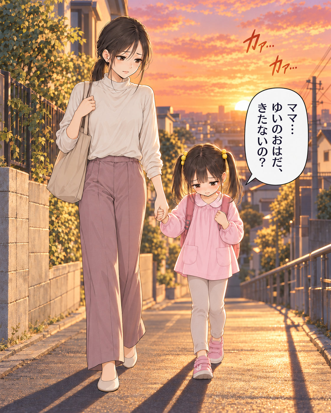 ママ… ゆいのおはだ、 きたないの? カァ… カァ…