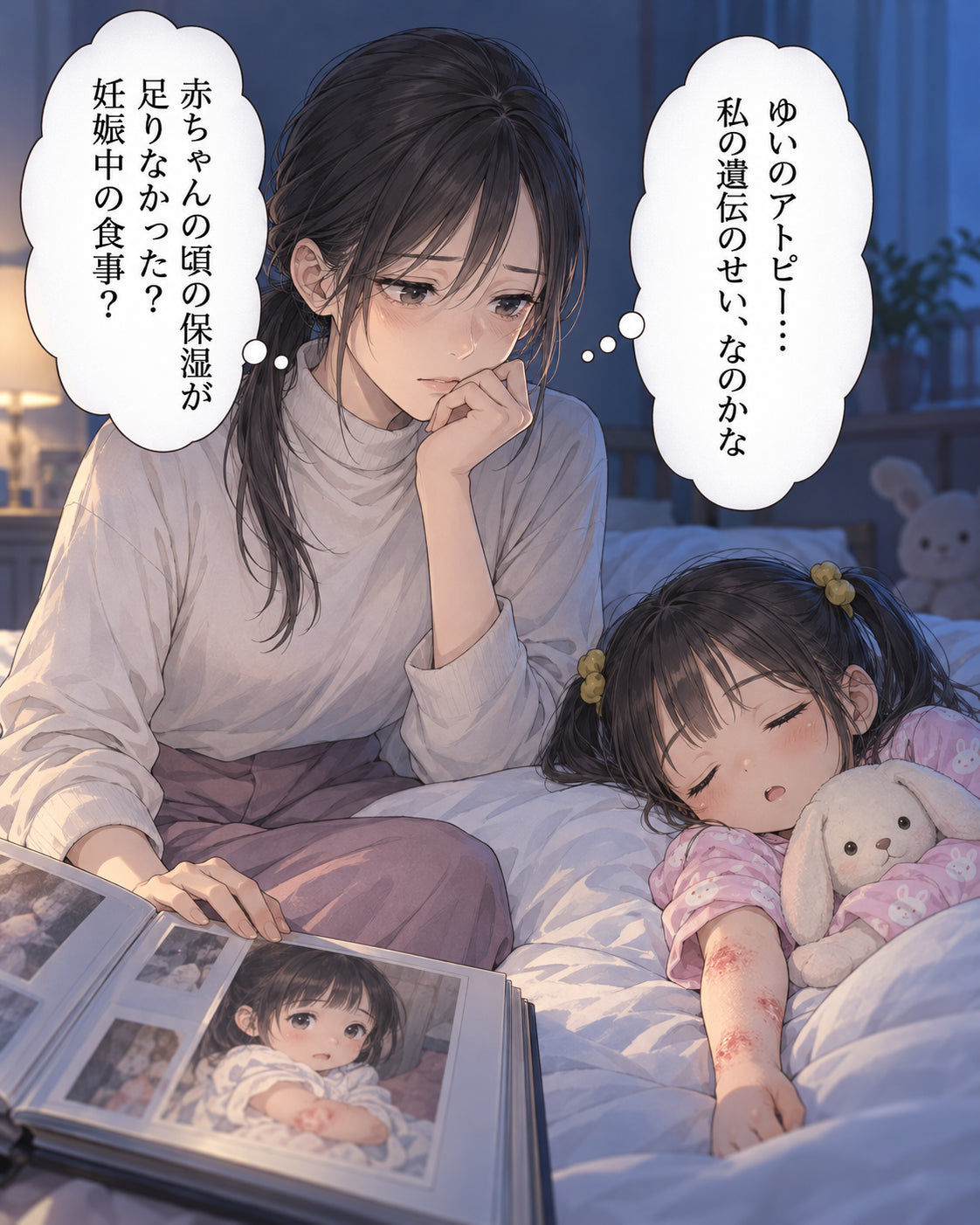 ゆいのアトピー… 私の遺伝のせい、なのかな 赤ちゃんの頃の保湿が足りなかった？ 妊娠中の食事？