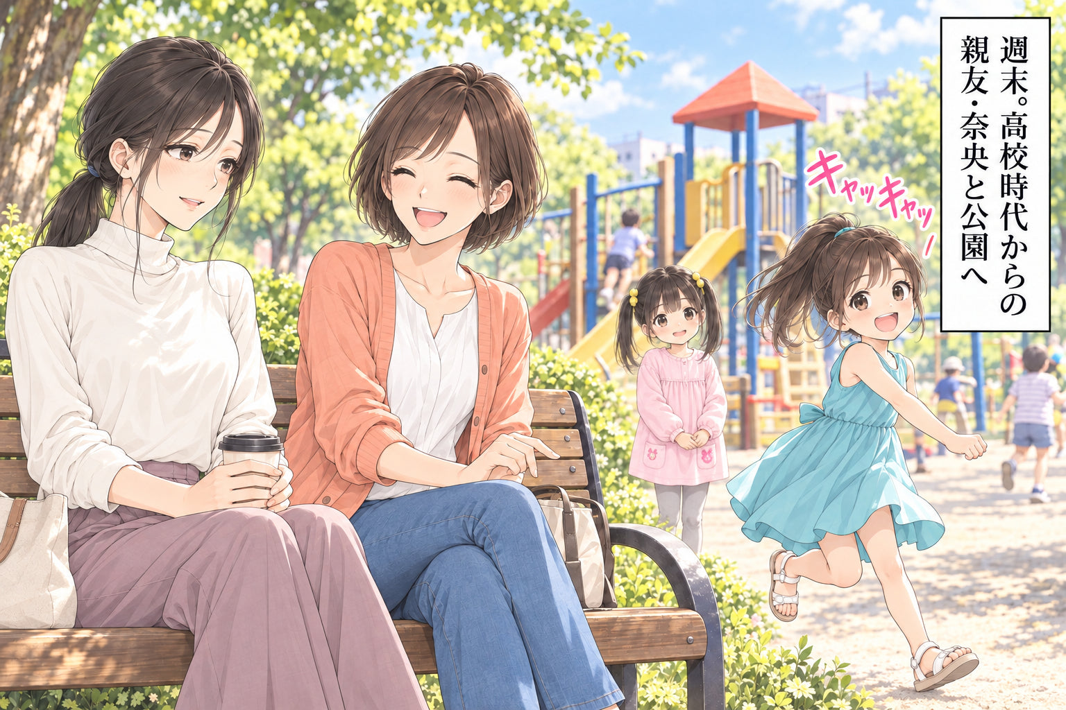 週末。高校時代からの親友・奈央と公園へ キャッキャッ