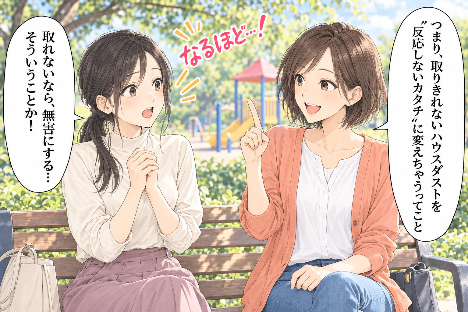 つまり、取りきれないハウスダストを “反応しないカタチ”に変えちゃうってこと 取れないなら、無害にする… そういうことか！ なるほど…！